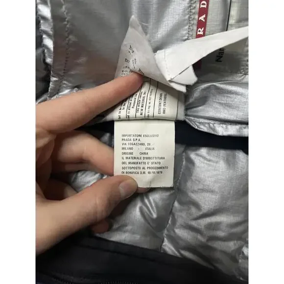 Prada Linea Rossa Down Nylon Puffer Jacket Blue Prada Sport - Picture 9 of 9